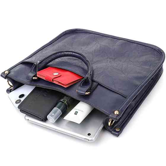 Деловая женская сумка из экокожи Vintage sale_15132 Синий Киев