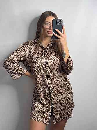 Женская ночная рубашка удлиненная шелковая Леопард 4 XL Харьков