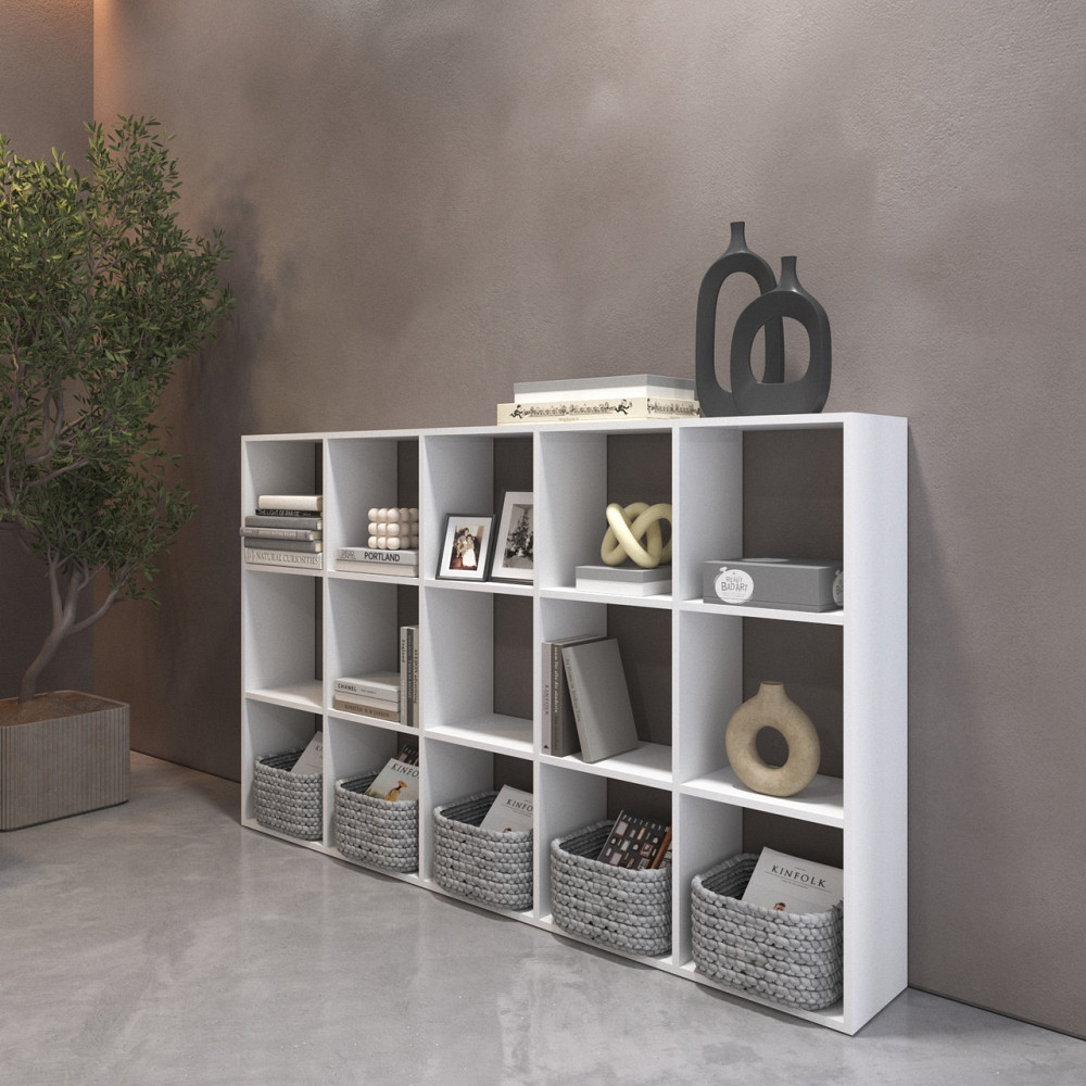 Стеллаж VAYS M-2 Антрацит, книжная полка на 15 ячеек, ЛДСП, 108×29×178 см - для дома, офиса, детской или гостиной Львов - изображение 2