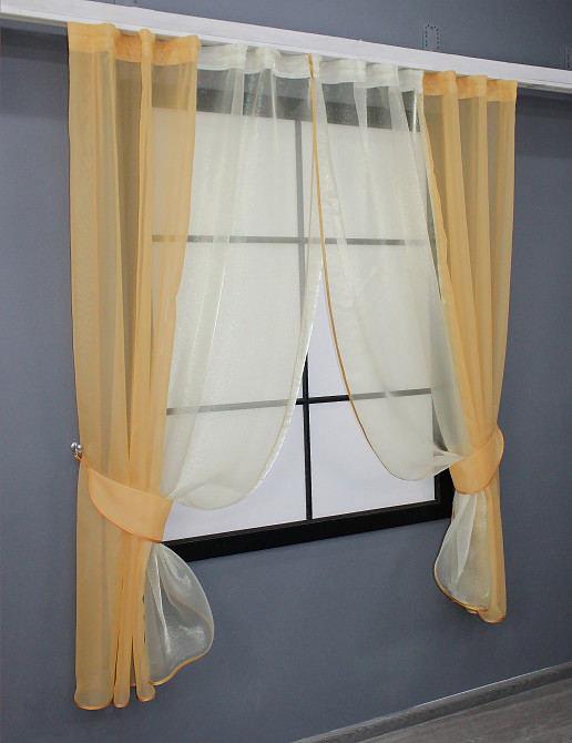 Кухонные шторы VR-Textil № 017к комбинированные с подвязками золотистый 265х170 см (59-966) Киев - изображение 2