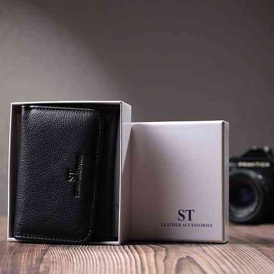 Красиве жіноче портмоне з монетницею з натуральної шкіри ST Leather 22728 Чорний Київ