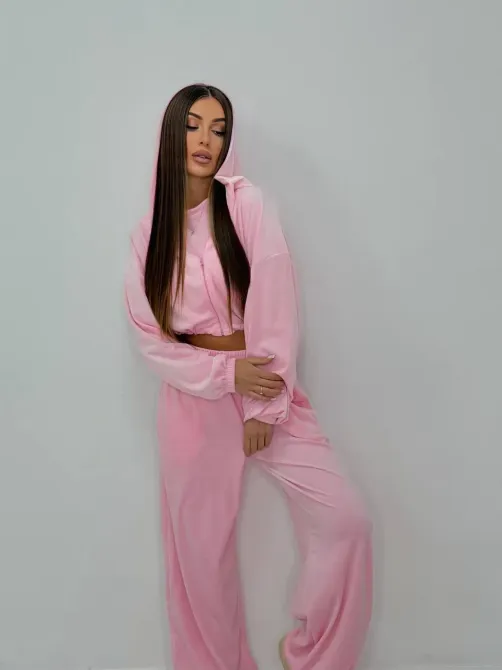 Костюм трійка який складається зі зручного худі на кулісці, стильних штанів та топу Одеса - фото 7