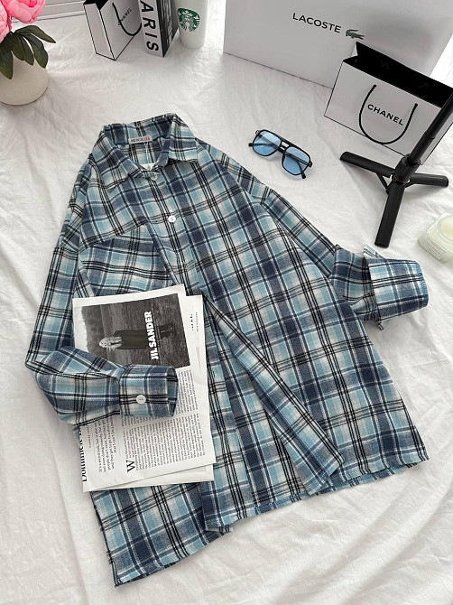 Женский стильный оверсайз костюм в фланель клеточку. Одесса - изображение 3