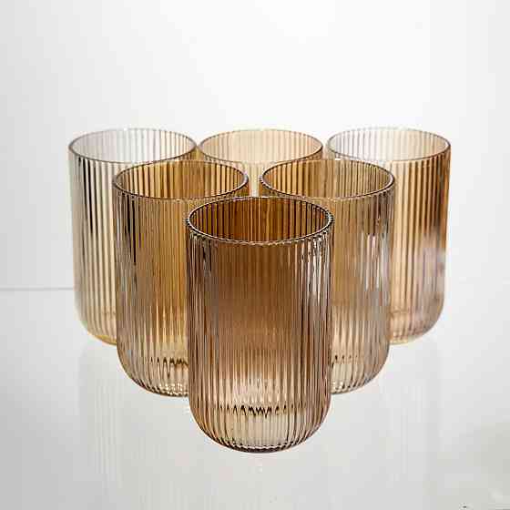 Набір скляних стаканів 6 штук 350 мл універсальних Коричневий Yiwu HP-19-197 Київ