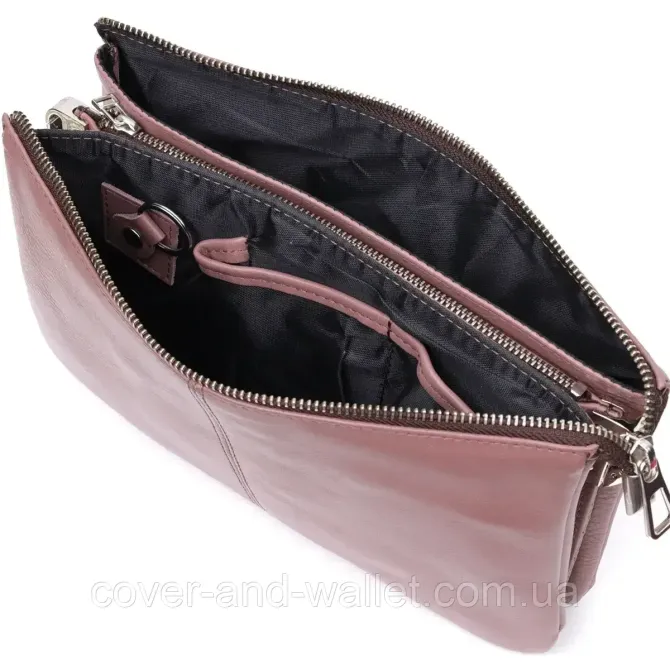 Красивый пудровый женский клатч из натуральной гладкой кожи Grande Pelle 70566501 Киев - изображение 9