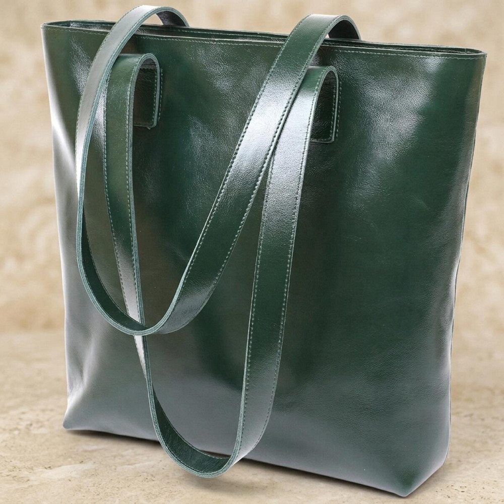 Кожаная женская сумка-шоппер Shvigel 16367 Зеленый Киев - изображение 10