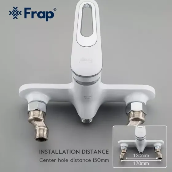 Смеситель для ванны Frap F2249 с душевым гарнитуром, белый/хром Киев
