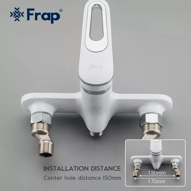 Смеситель для ванны Frap F2249 с душевым гарнитуром, белый/хром Киев - изображение 2