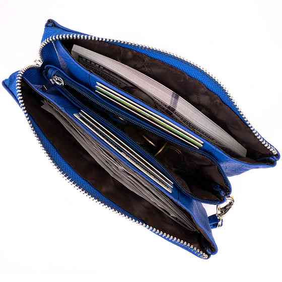 Місткий клатч з двох частин жіночий ST Leather 19252 Синій Київ