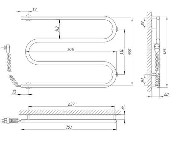 Електрична сушарка для рушників Laris Змійовик 25 РС3 700Х500 Е ліва підкл. Київ