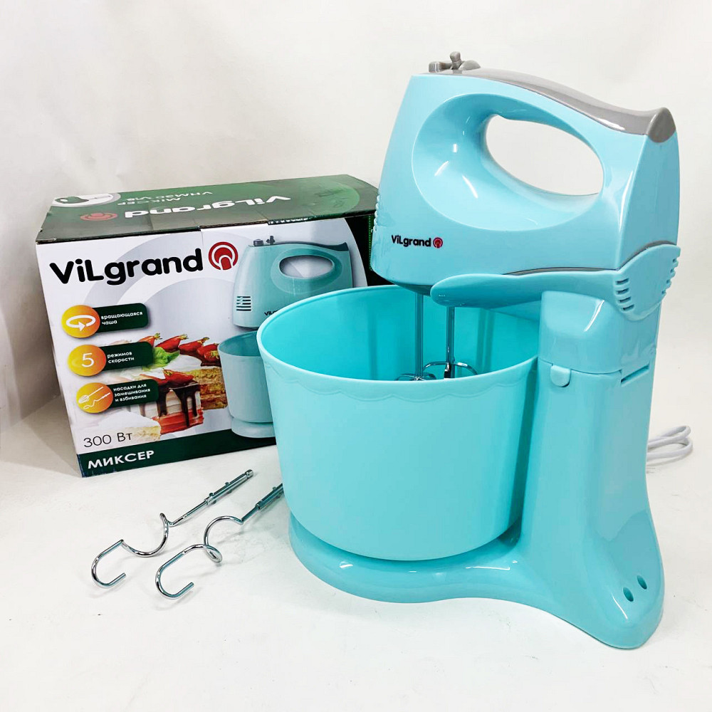 Настільний міксер тістоміс ViLgrand, Міксер двовінчиковий побутовий, Бюджетний тістоміс для дому XU-80 Київ - фото 6