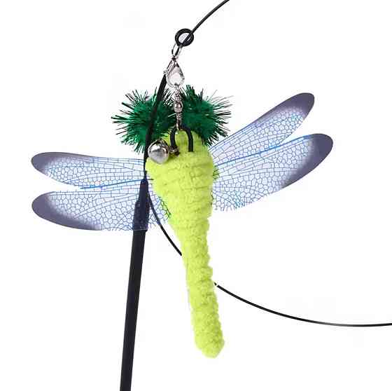 Игрушка для котика Стрекоза на присоске с колокольчиком 93 см салатовый Киев