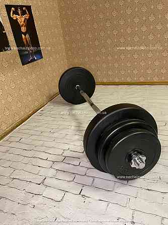 Штанга W-образная + гантели 60 кг с покрытием Гантели, гири, штанги и диски ударостойкий пластик Киев