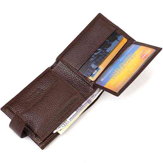 Ідеальне портмоне для чоловіків із натуральної зернистої шкіри CANPELLINI 21881 Коричневе Київ