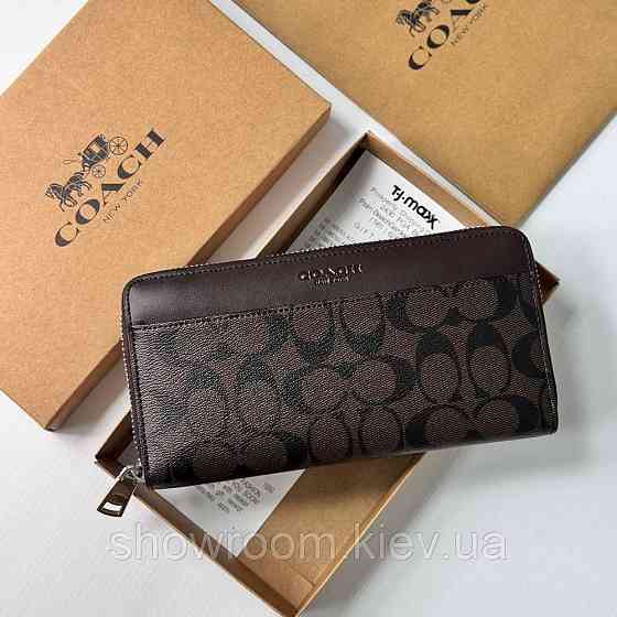 Брендовый кошелек на молнии Coach (1380) brown Киев