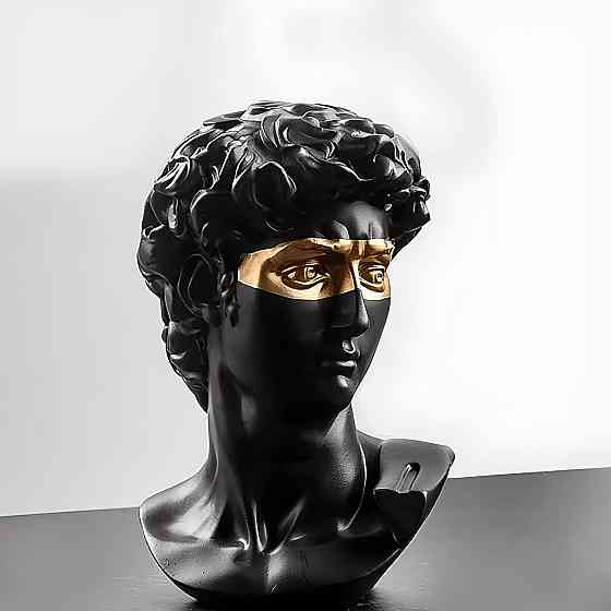 Скульптура бюст Давида RESTEQ черного цвета. Фигурка для интерьера Давид 15 см. Декор бюст Давид (Микеланджело) Киев