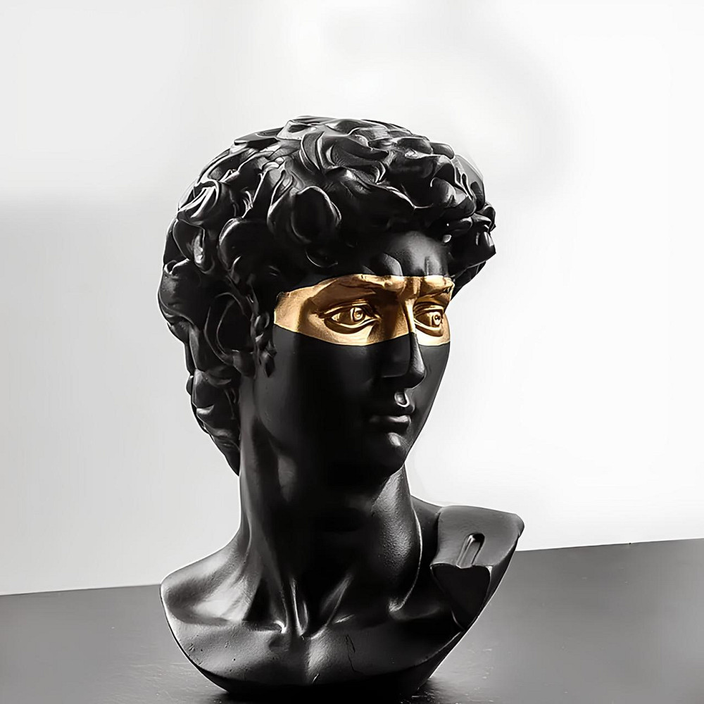 Скульптура погруддя Давида RESTEQ чорного кольору. Фігурка для інтер`єру Давид 15 см (Мікеланджело) Київ - фото 1