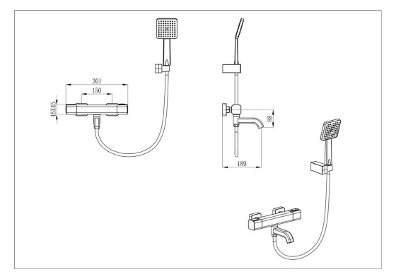 Смеситель для ванны GAPPO G3291 с термостатом и душевым гарнитуром Киев