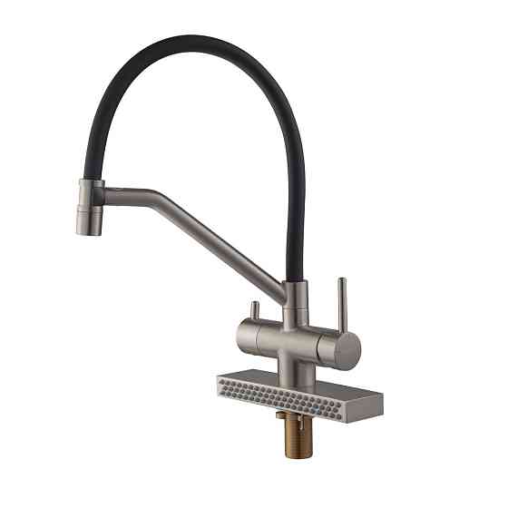 Кухонный смеситель Koer KB-74027-02 с функцией водопад и черным силиконовым изливом (KR5201) Харьков