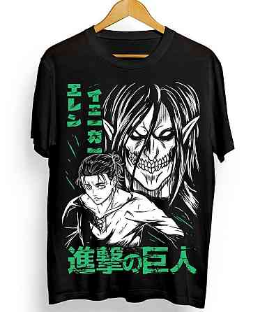 Футболка аниме Атака титанов оверсайз (S/M/L) Черний AnimeJ1051 Днепр