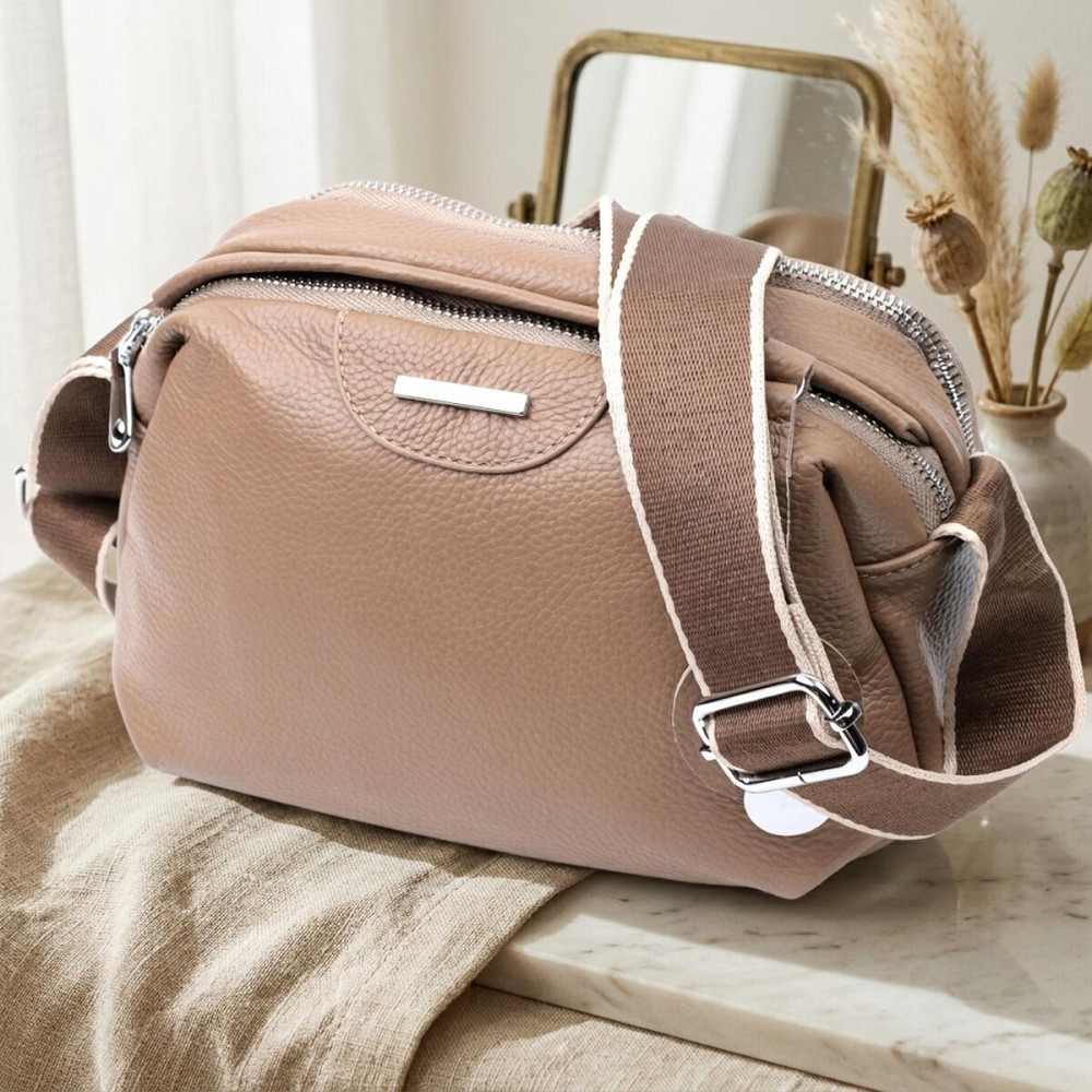 Сумка на кожен день із двома відділеннями з натуральної шкіри Vintage 22594 Бежевий Київ - фото 11