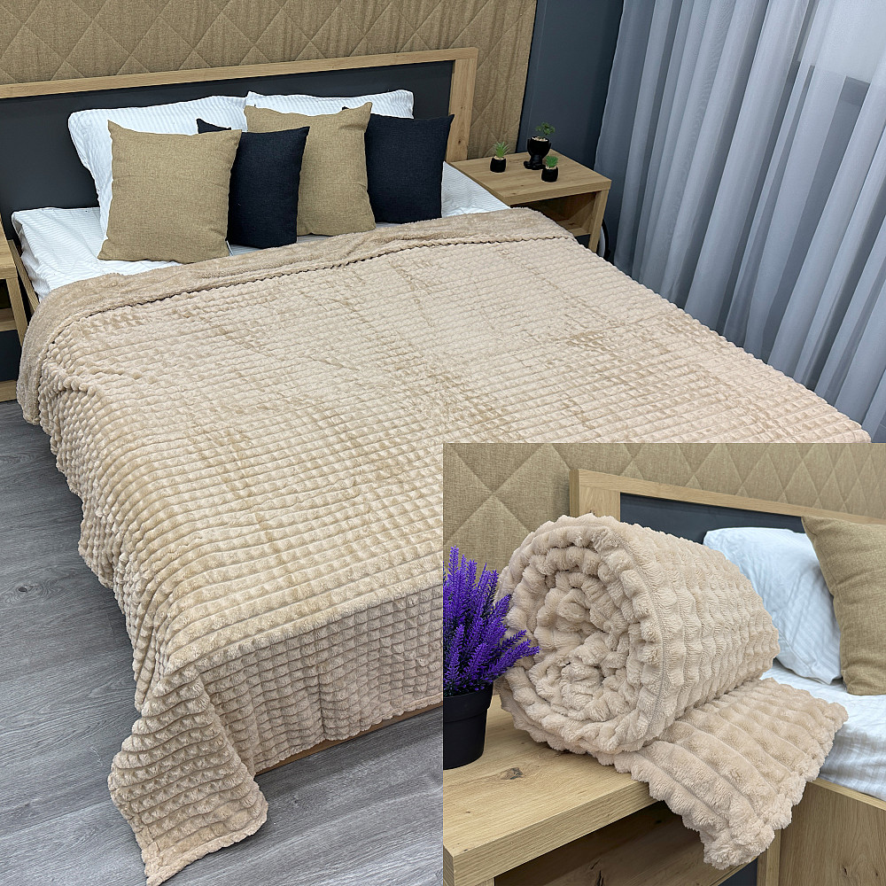 Плед-покривало Кубик 200х220 см (+-10см) Бежевий (87-232) Київ - фото 1