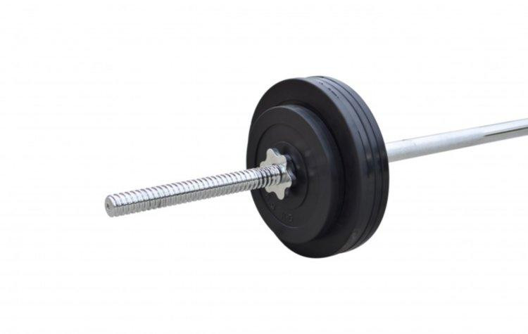 Штанга обгумована 52 кг з прямим грифом Гантелі, гирі, штанги та диски металеві розбірні Київ - фото 4