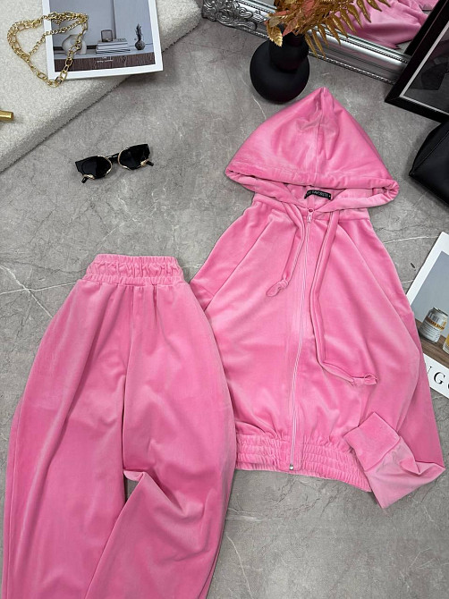 Женский повседневный велюровый костюм двойка: кофта и штаны Розовый, 46/48 Одесса - изображение 3