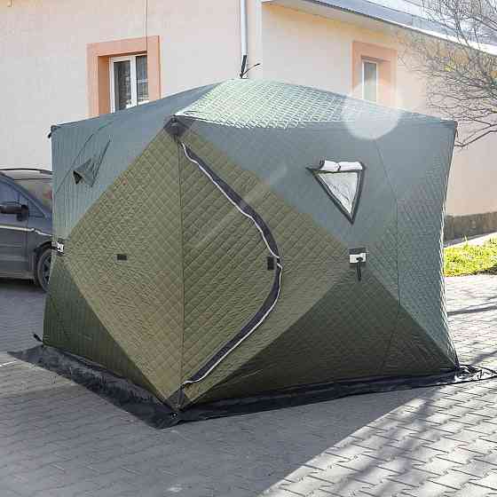 Намет зимовий утеплений "куб" 4-місний LUGI (210х210х210), Зимовий намет для рибалки туризму кемпінгу та подорожей Хакі LU-BD21 Київ