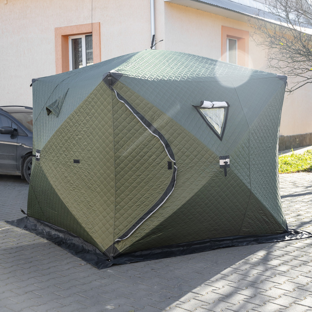 Намет зимовий утеплений "куб" 4-місний LUGI (210х210х210), Зимовий намет для рибалки туризму кемпінгу та подорожей Хакі LU-BD21 Київ - фото 1