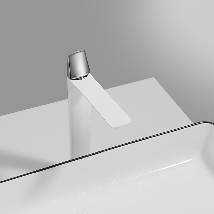 Смеситель для раковины однорычажный, современный кран в ванную комнату WanFan Белый-хром, Латунь Каменец-Подольский - изображение 2