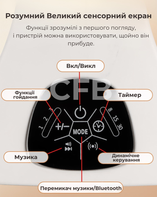 Укачивающий центр 2в1 со столешницей детский шезлонг от рождения с пультом управления Серо-белый Киев - изображение 5