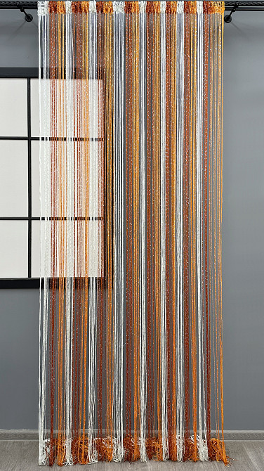 Шторы-нити с люрексом Белый с терракотовым и оранжевым 300х300см 1 шт (61-121) Киев - изображение 2