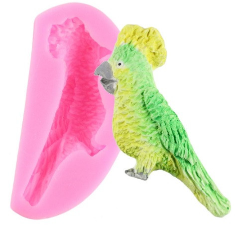 Молд из силикона Попугай 75 на 63 на 45 мм розовый Киев - изображение 1