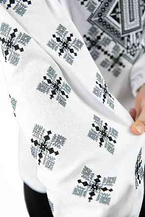 Вышиванка для девочек льняная с длинным рукавом, белая Юрма одяг Киев