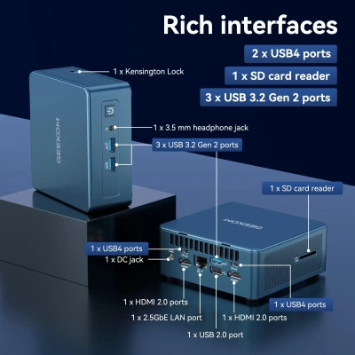 Компьютер GEEKOM Mini IT13 2025 Edition / i9-13900HK, 32, 2TB, W11Pro (GMIT13I913900HK-322-EU) Винница - изображение 7