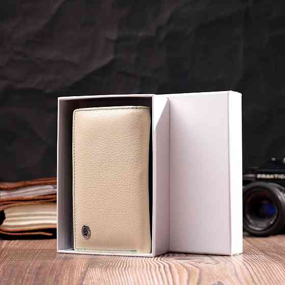 Необычный женский кожаный кошелек в три сложения ST Leather 19446 Разноцветный Киев