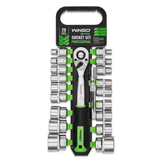 Професійний набір головок торцевих з тріскачкою та подовжувачем Winso Pro 1/2" 72Т CR-V 8-32мм 20шт Львів