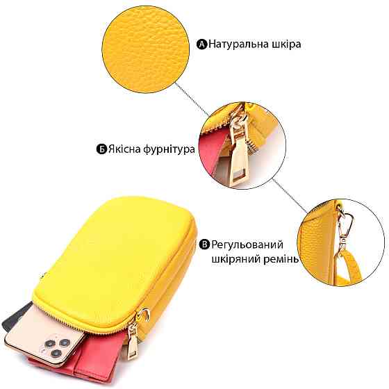 Оригинальная сумка для женщин из мягкой натуральной кожи Vintage 22342 Желтый Киев