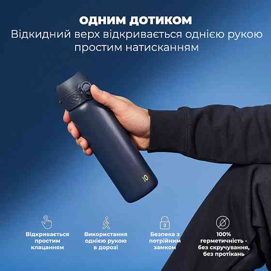Пляшка для води металева вакуумна ION8 500 мл. Vacuum Insulated, Navy Кам'янське