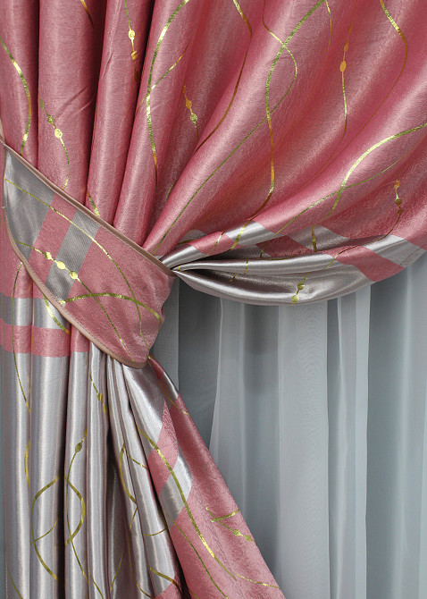 Комплект готовых штор VR-Textil Софт Лиана № 461ш Розовый 100х270 см 2 шт (31-686) Киев - изображение 5