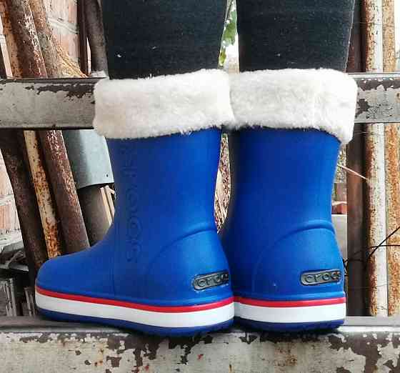 Жіночі Гумові Напівчоботи CROCS Сині Чоботи Крокси Теплі Зимові (розміри: 36,37,38,39,40,41) - 16 Дніпро