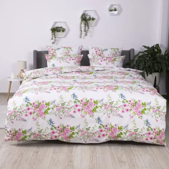 Постільна білизна полуторна бязь ТЕП SOFT DREAMS постіль полуторка квіти рожевий Одеса