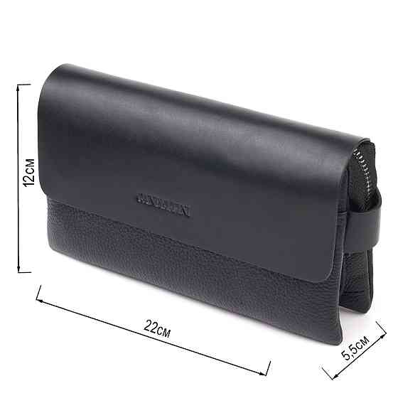 Красивый мужской клатч из натуральной комбинированной кожи CANPELLINI 21564 Черный Киев