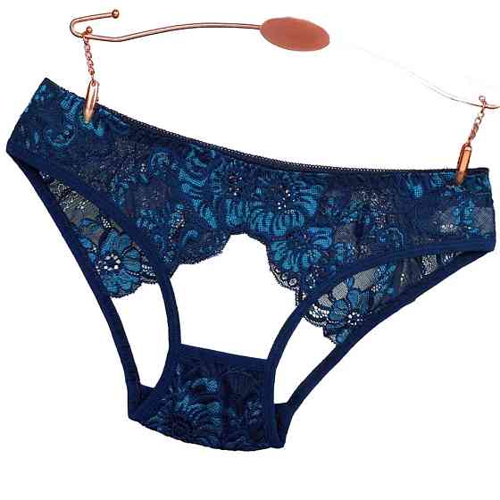 Трусики з розрізом ззаду мереживні 44 чорно-синій Київ