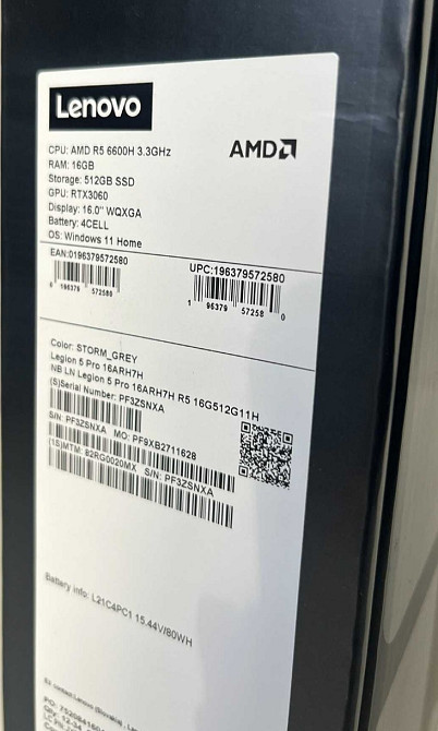 Новий Legion 5 Pro 16"2k 165Hz SSD 512Gb 16Gb Ryzen 5 6600H 3060 140W. Ноутбук. Київ - фото 4