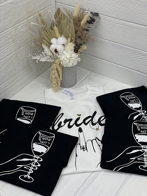 Футболки на девишник - "BRIDE" \ "WHY NOT?" L Чернівці - фото 1
