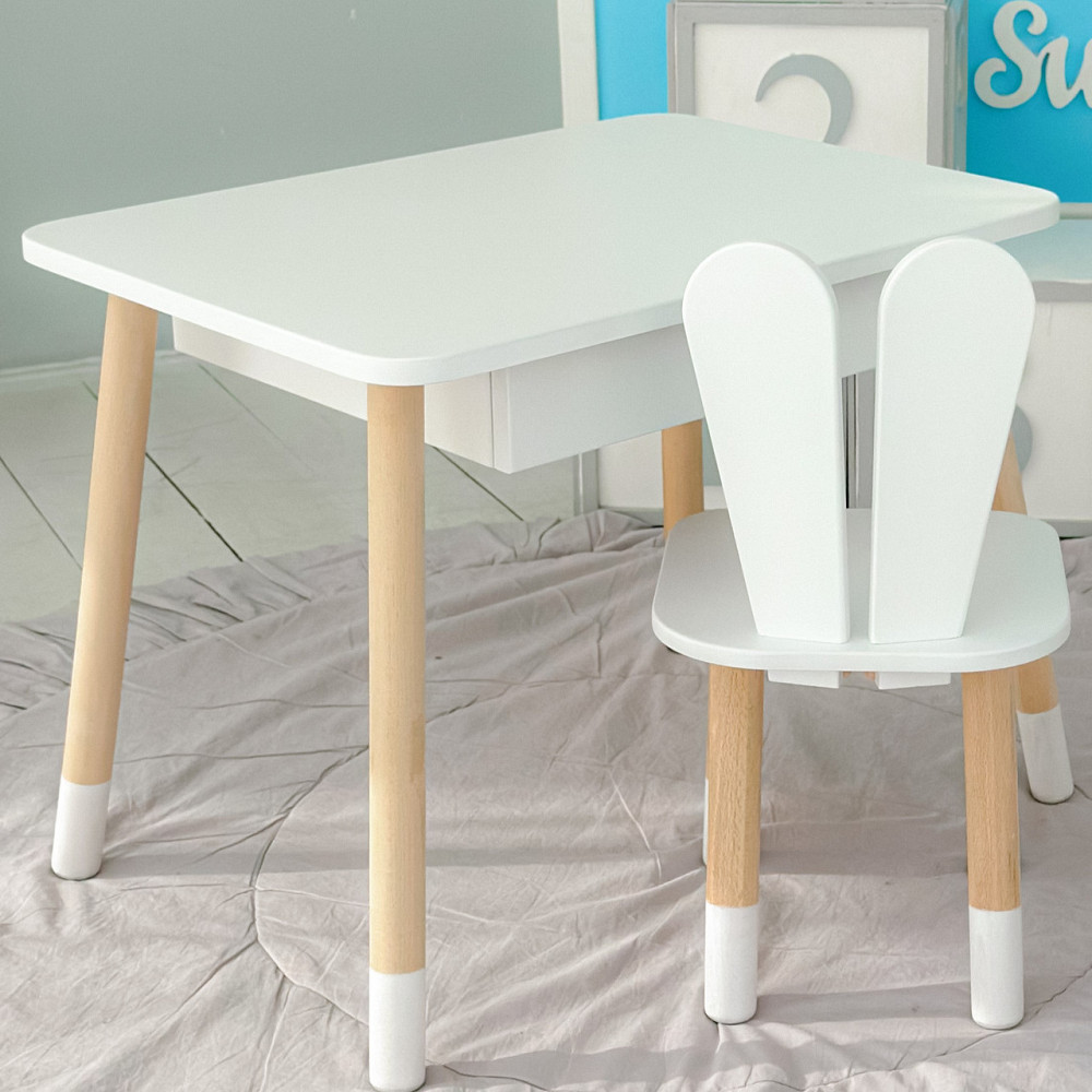 Дитячий столик і стільчик зайчик білий. Столик із шухлядою для олівців і розмальовок 73587 Київ - фото 3