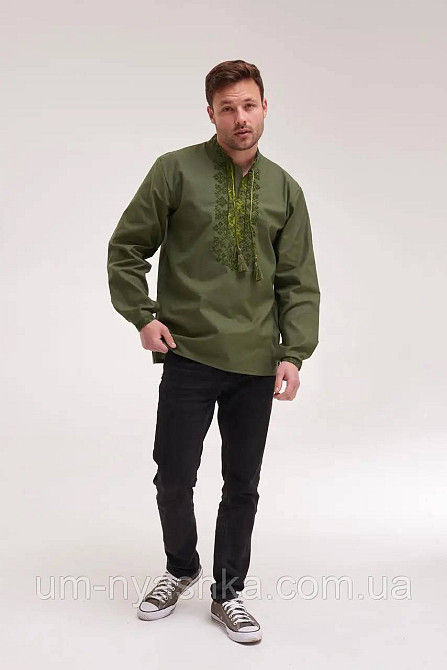 Мужская вышиванка цвета хаки Победа Кривой Рог - изображение 2