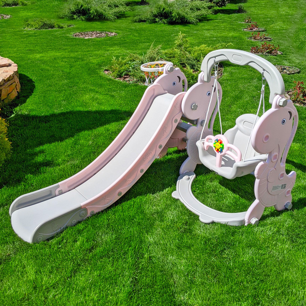 Детский игровой комплекс Bambi 3в1 горка качеля баскетбол (YG2020-2-8) для детей Киев - изображение 2